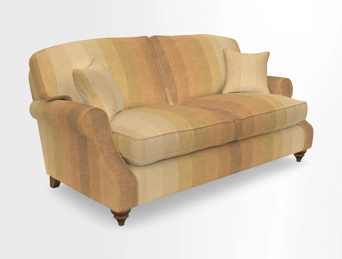St Mawes 3 Seater Sofa in RHS Collection Gertrude Jekyll Trailing Vine Green-With-Scatters in Linwood Omega Velvet Hunter Green