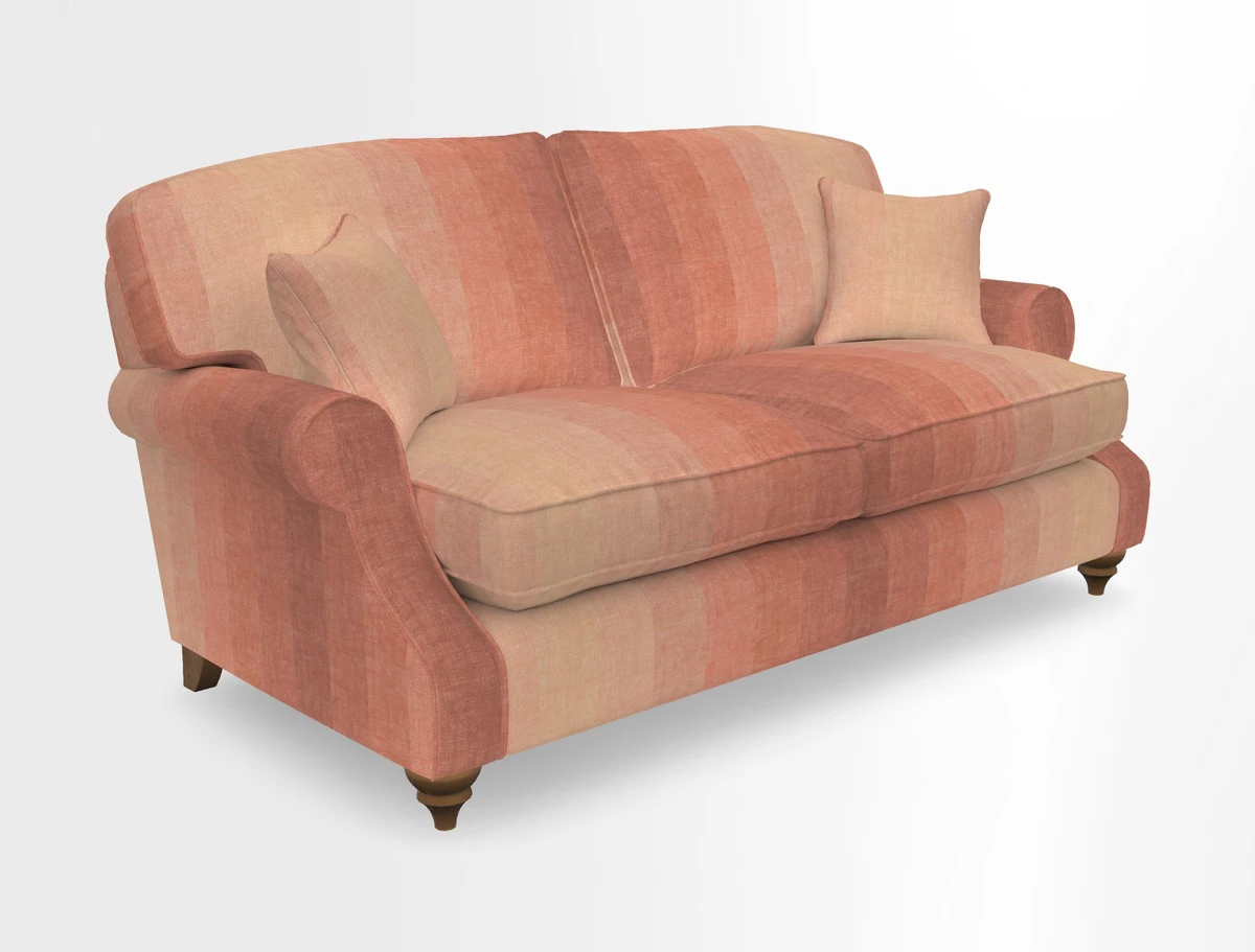 St Mawes 3 Seater Sofa in RHS Collection Gertrude Jekyll Trailing Vine Green-With-Scatters in Linwood Omega Velvet Hunter Green
