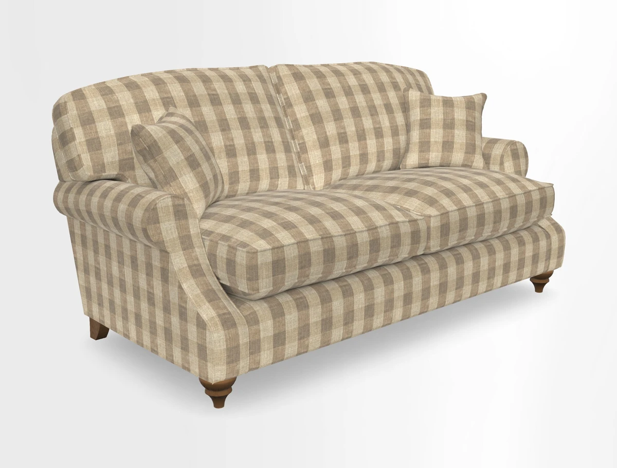 St Mawes 3 Seater Sofa in RHS Collection Gertrude Jekyll Trailing Vine Green-With-Scatters in Linwood Omega Velvet Hunter Green