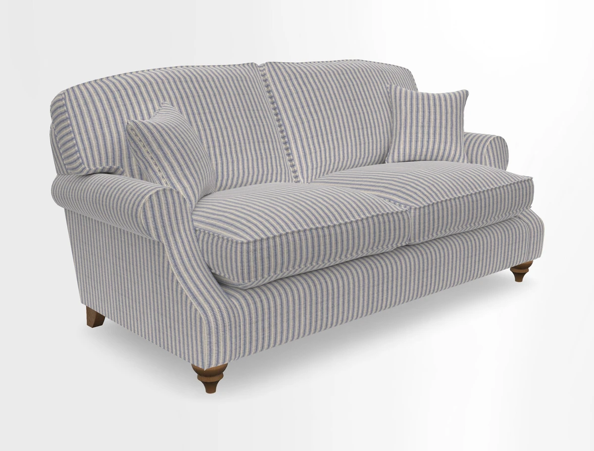 St Mawes 3 Seater Sofa in RHS Collection Gertrude Jekyll Trailing Vine Green-With-Scatters in Linwood Omega Velvet Hunter Green