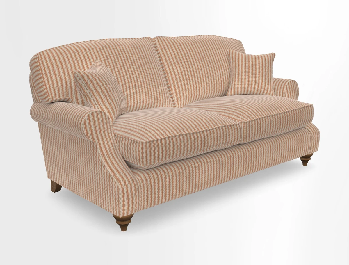 St Mawes 3 Seater Sofa in RHS Collection Gertrude Jekyll Trailing Vine Green-With-Scatters in Linwood Omega Velvet Hunter Green