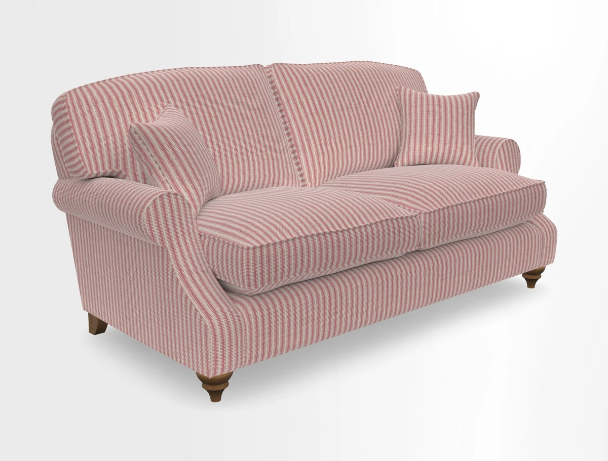 St Mawes 3 Seater Sofa in RHS Collection Gertrude Jekyll Trailing Vine Green-With-Scatters in Linwood Omega Velvet Hunter Green