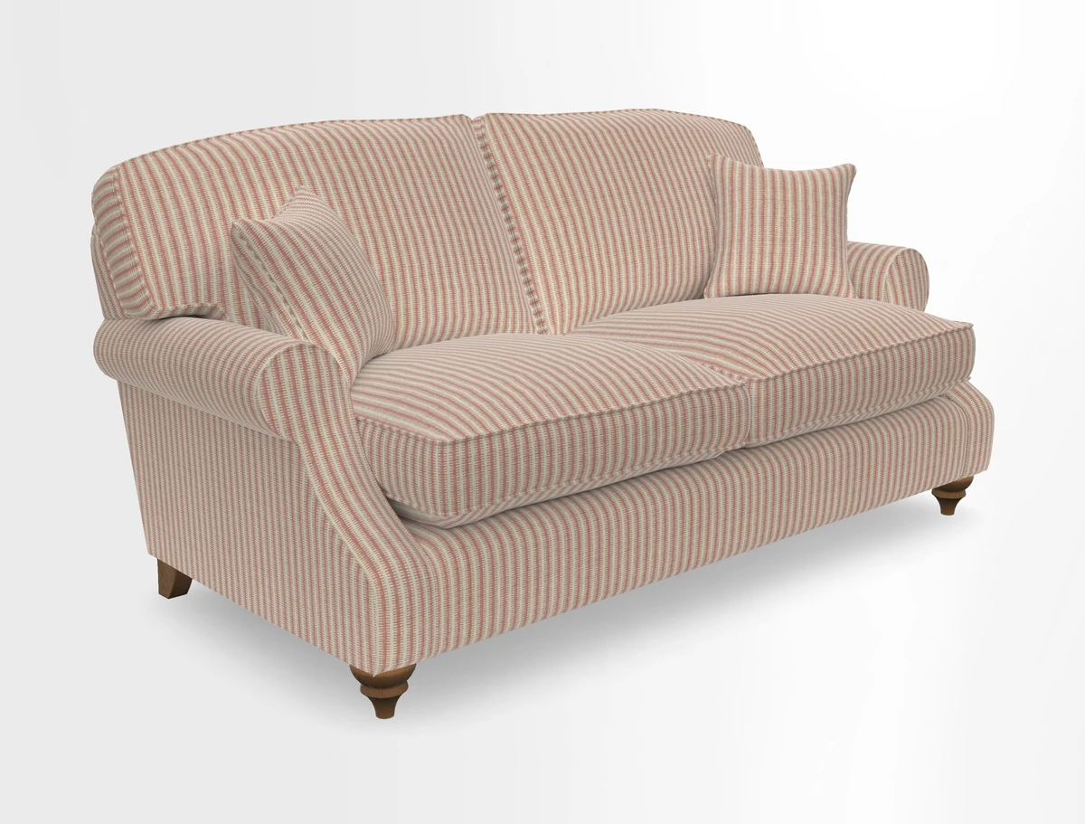 St Mawes 3 Seater Sofa in RHS Collection Gertrude Jekyll Trailing Vine Green-With-Scatters in Linwood Omega Velvet Hunter Green