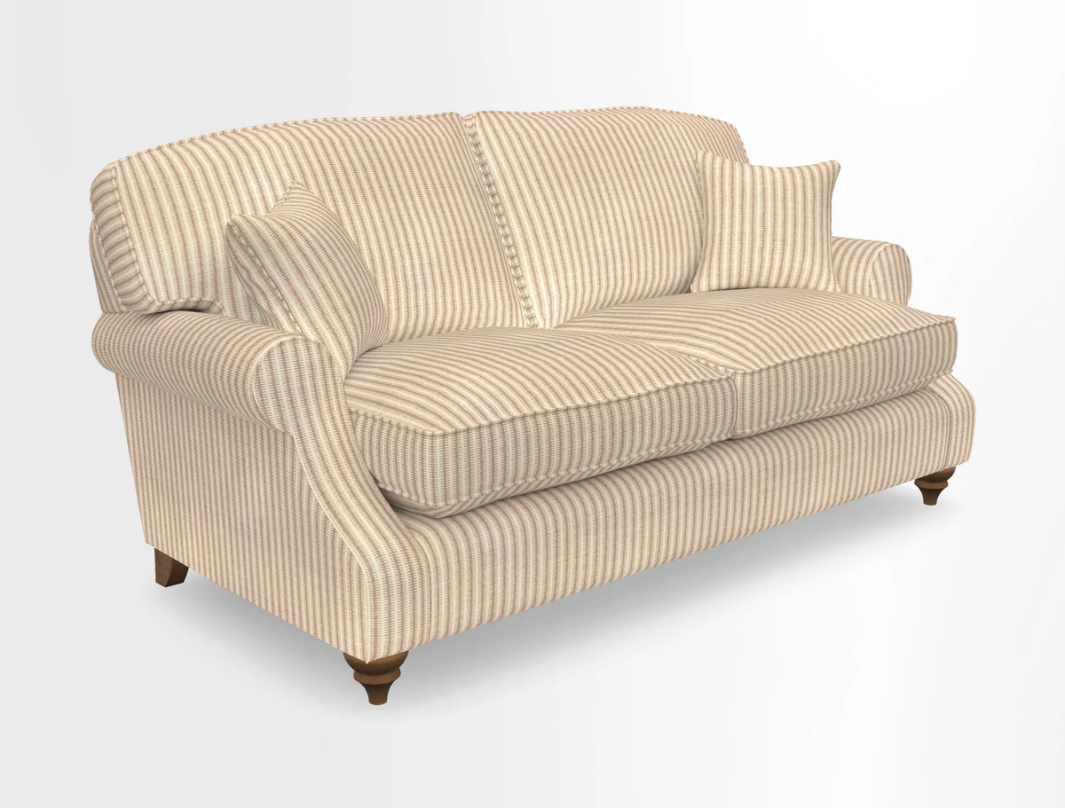 St Mawes 3 Seater Sofa in RHS Collection Gertrude Jekyll Trailing Vine Green-With-Scatters in Linwood Omega Velvet Hunter Green