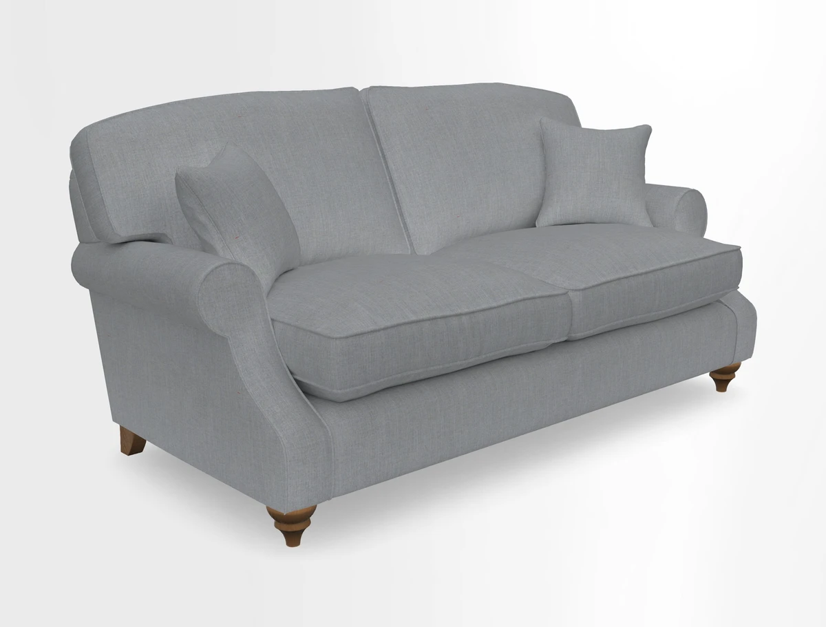 St Mawes 3 Seater Sofa in RHS Collection Gertrude Jekyll Trailing Vine Green-With-Scatters in Linwood Omega Velvet Hunter Green