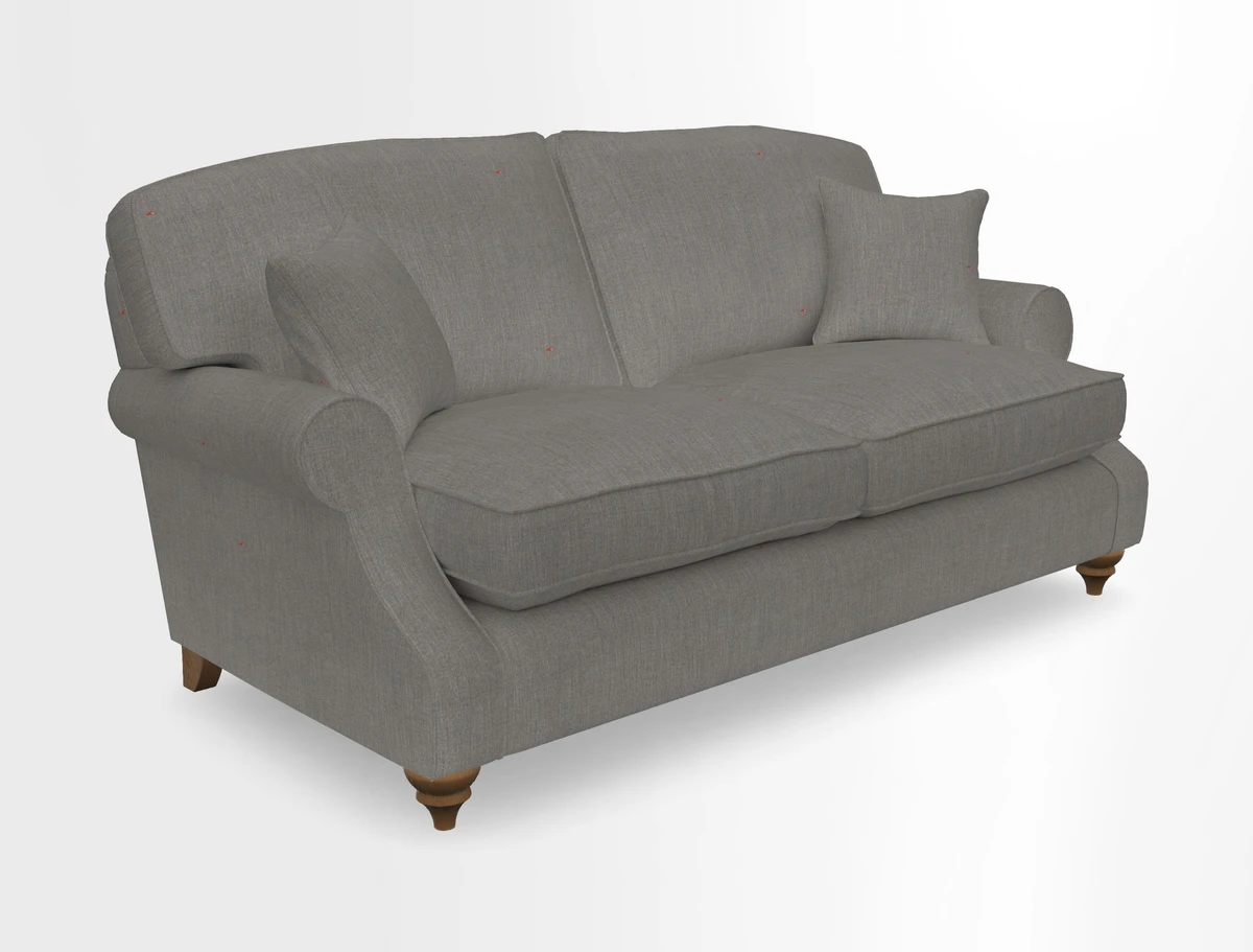 St Mawes 3 Seater Sofa in RHS Collection Gertrude Jekyll Trailing Vine Green-With-Scatters in Linwood Omega Velvet Hunter Green