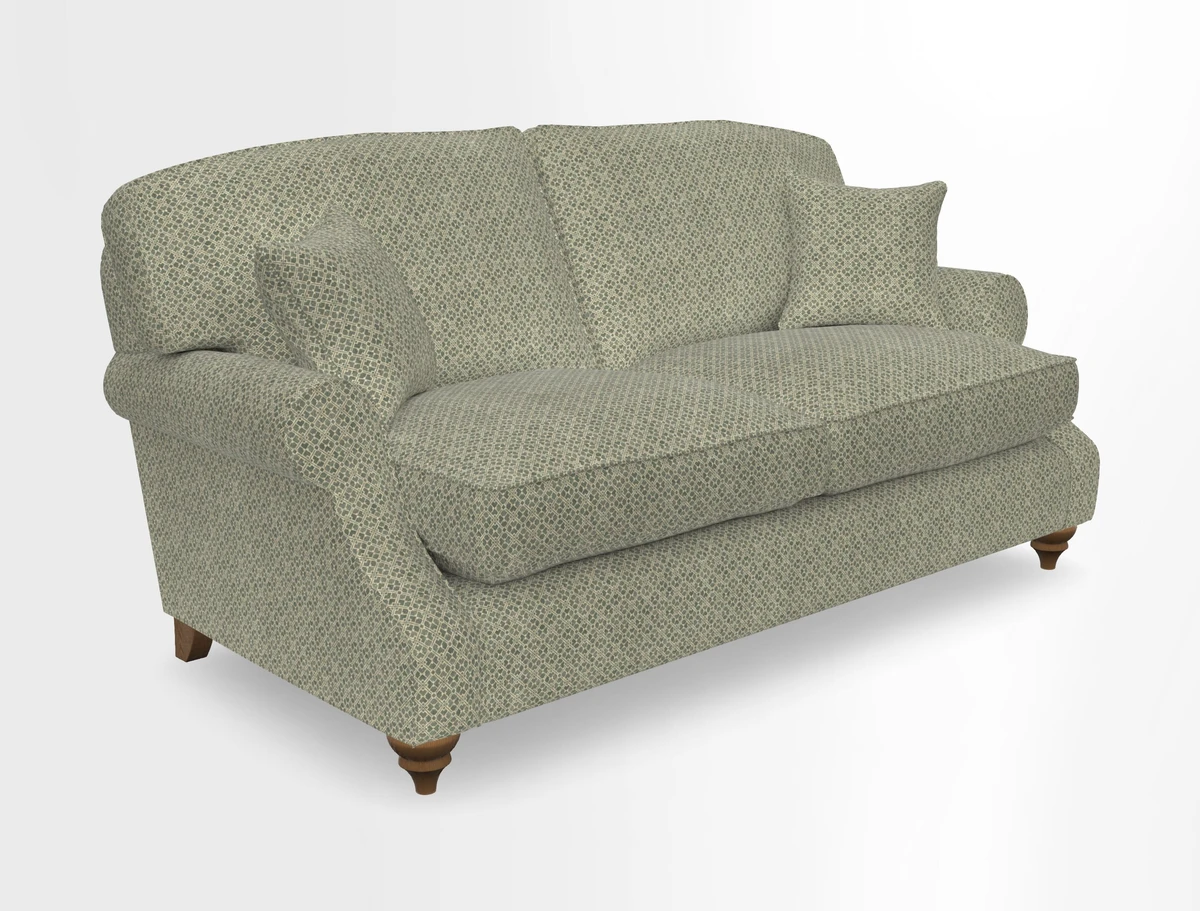 St Mawes 3 Seater Sofa in RHS Collection Gertrude Jekyll Trailing Vine Green-With-Scatters in Linwood Omega Velvet Hunter Green