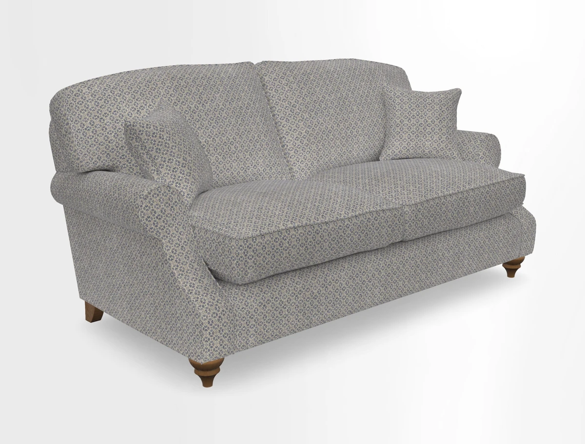 St Mawes 3 Seater Sofa in RHS Collection Gertrude Jekyll Trailing Vine Green-With-Scatters in Linwood Omega Velvet Hunter Green