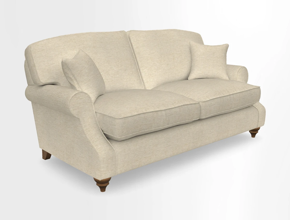 St Mawes 3 Seater Sofa in RHS Collection Gertrude Jekyll Trailing Vine Green-With-Scatters in Linwood Omega Velvet Hunter Green