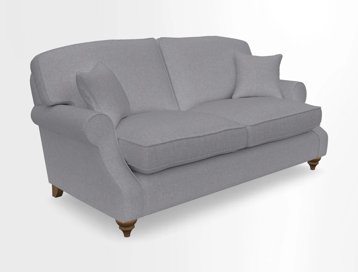 St Mawes 3 Seater Sofa in RHS Collection Gertrude Jekyll Trailing Vine Green-With-Scatters in Linwood Omega Velvet Hunter Green
