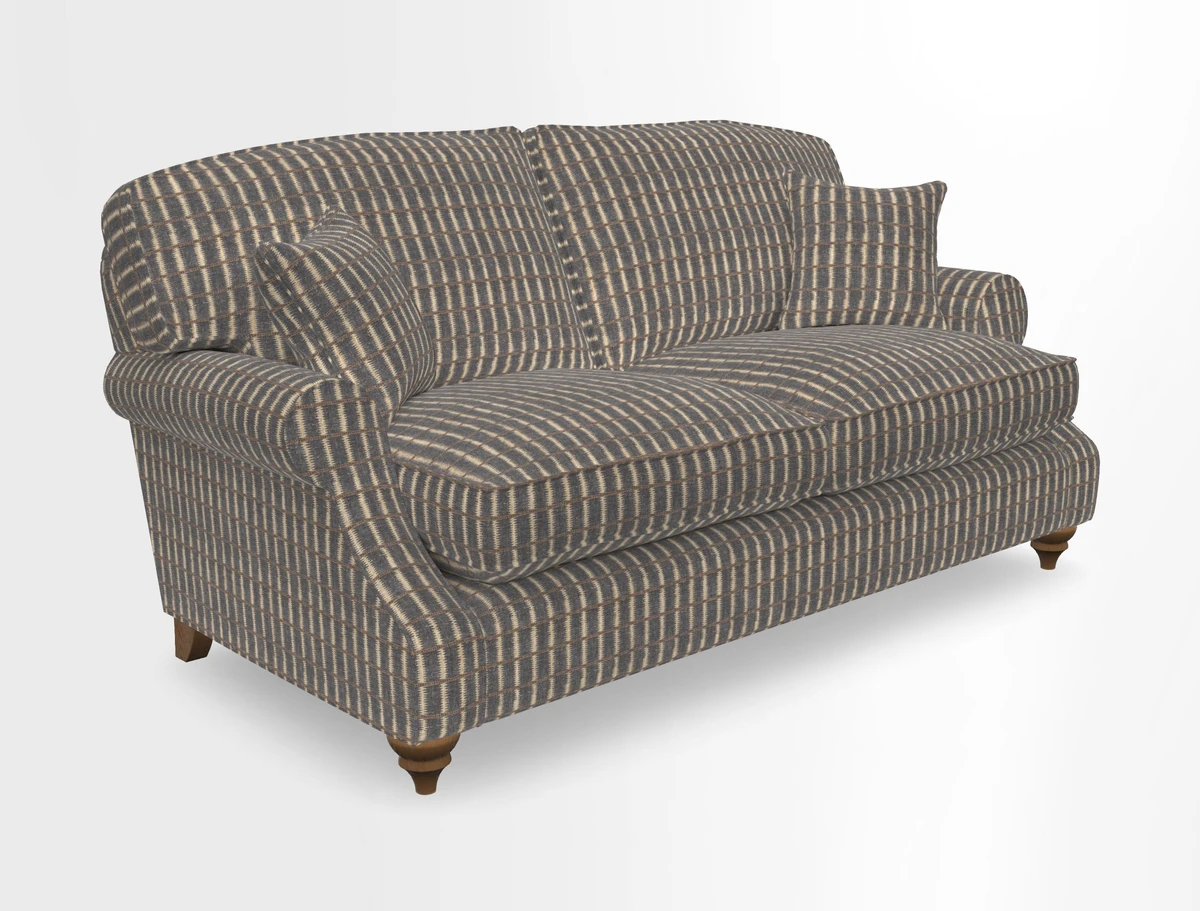 St Mawes 3 Seater Sofa in RHS Collection Gertrude Jekyll Trailing Vine Green-With-Scatters in Linwood Omega Velvet Hunter Green