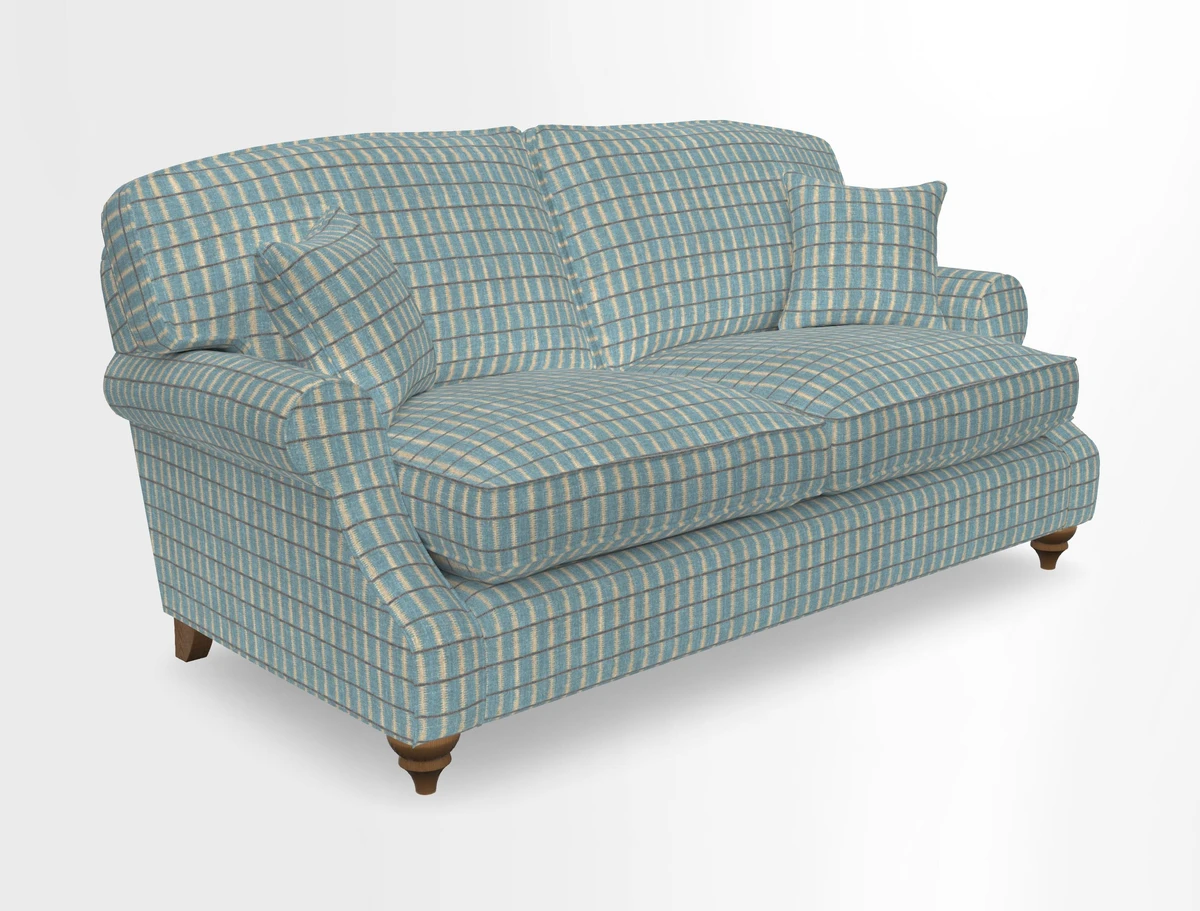 St Mawes 3 Seater Sofa in RHS Collection Gertrude Jekyll Trailing Vine Green-With-Scatters in Linwood Omega Velvet Hunter Green