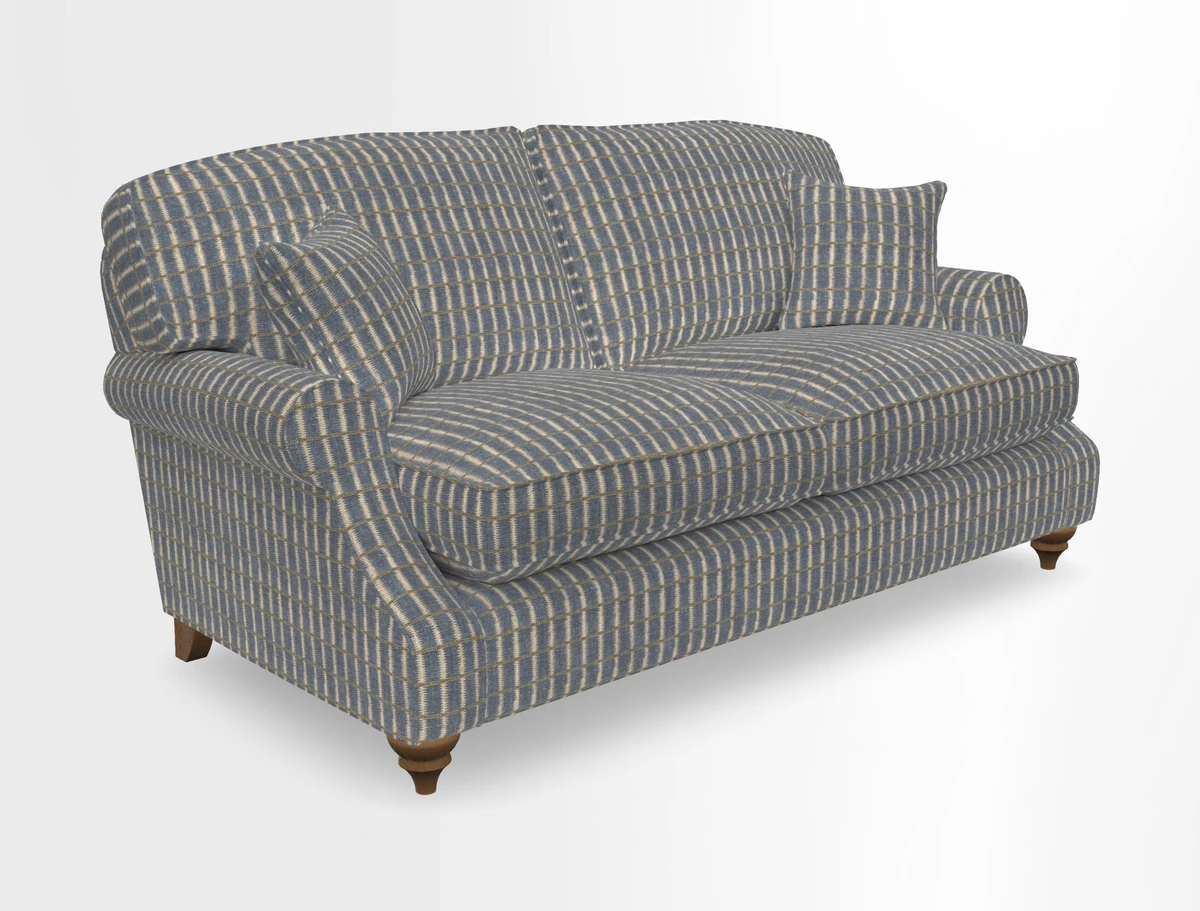 St Mawes 3 Seater Sofa in RHS Collection Gertrude Jekyll Trailing Vine Green-With-Scatters in Linwood Omega Velvet Hunter Green