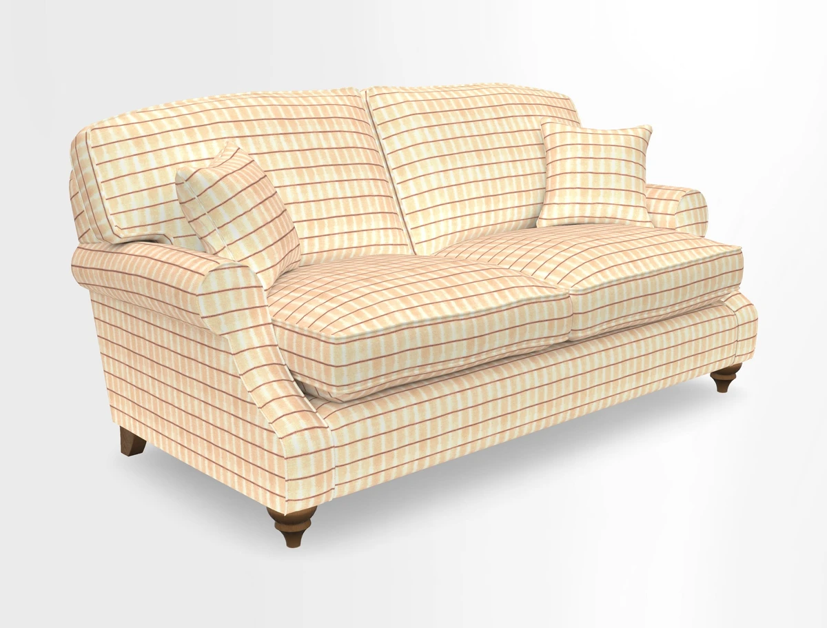 St Mawes 3 Seater Sofa in RHS Collection Gertrude Jekyll Trailing Vine Green-With-Scatters in Linwood Omega Velvet Hunter Green