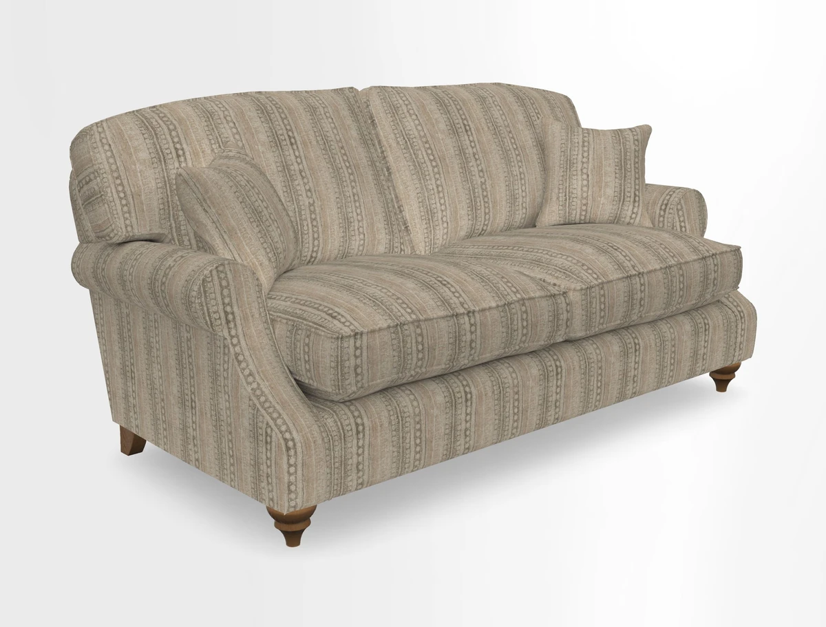 St Mawes 3 Seater Sofa in RHS Collection Gertrude Jekyll Trailing Vine Green-With-Scatters in Linwood Omega Velvet Hunter Green