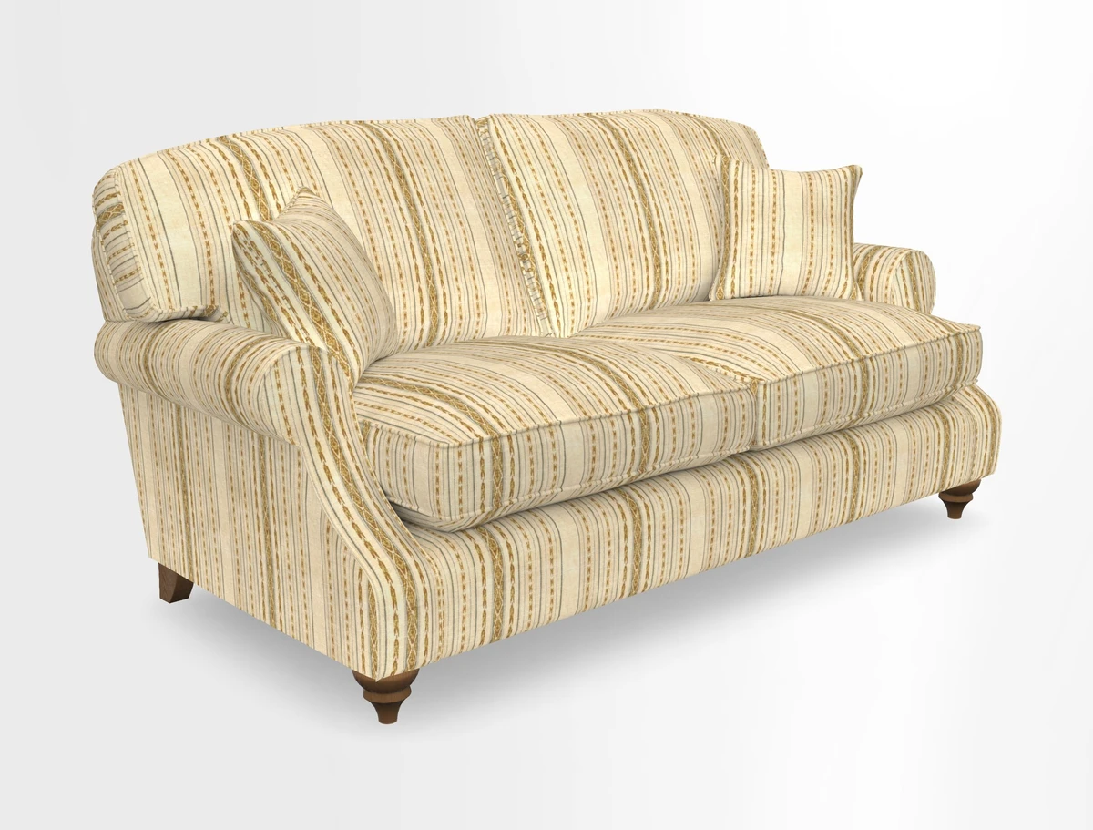 St Mawes 3 Seater Sofa in RHS Collection Gertrude Jekyll Trailing Vine Green-With-Scatters in Linwood Omega Velvet Hunter Green