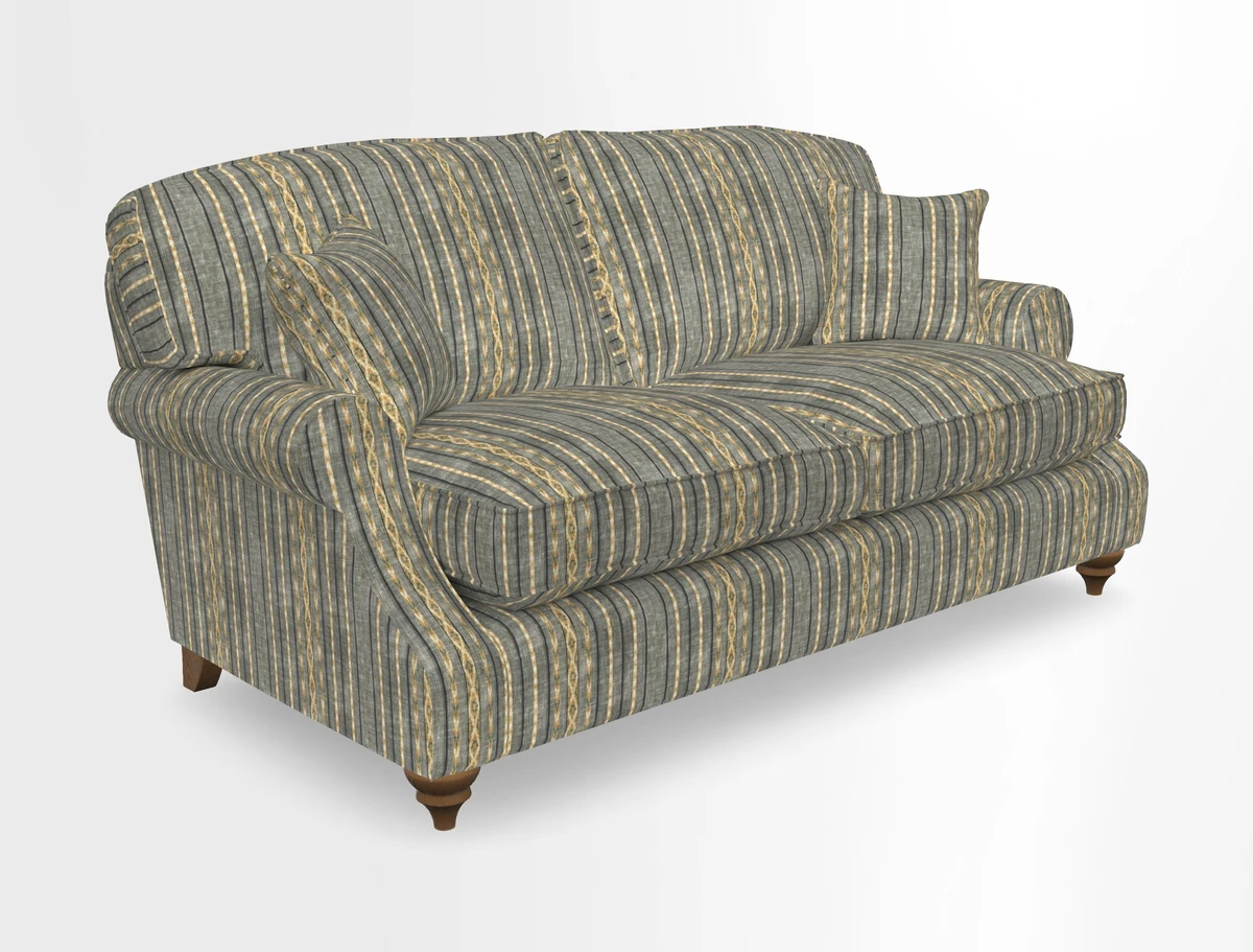 St Mawes 3 Seater Sofa in RHS Collection Gertrude Jekyll Trailing Vine Green-With-Scatters in Linwood Omega Velvet Hunter Green