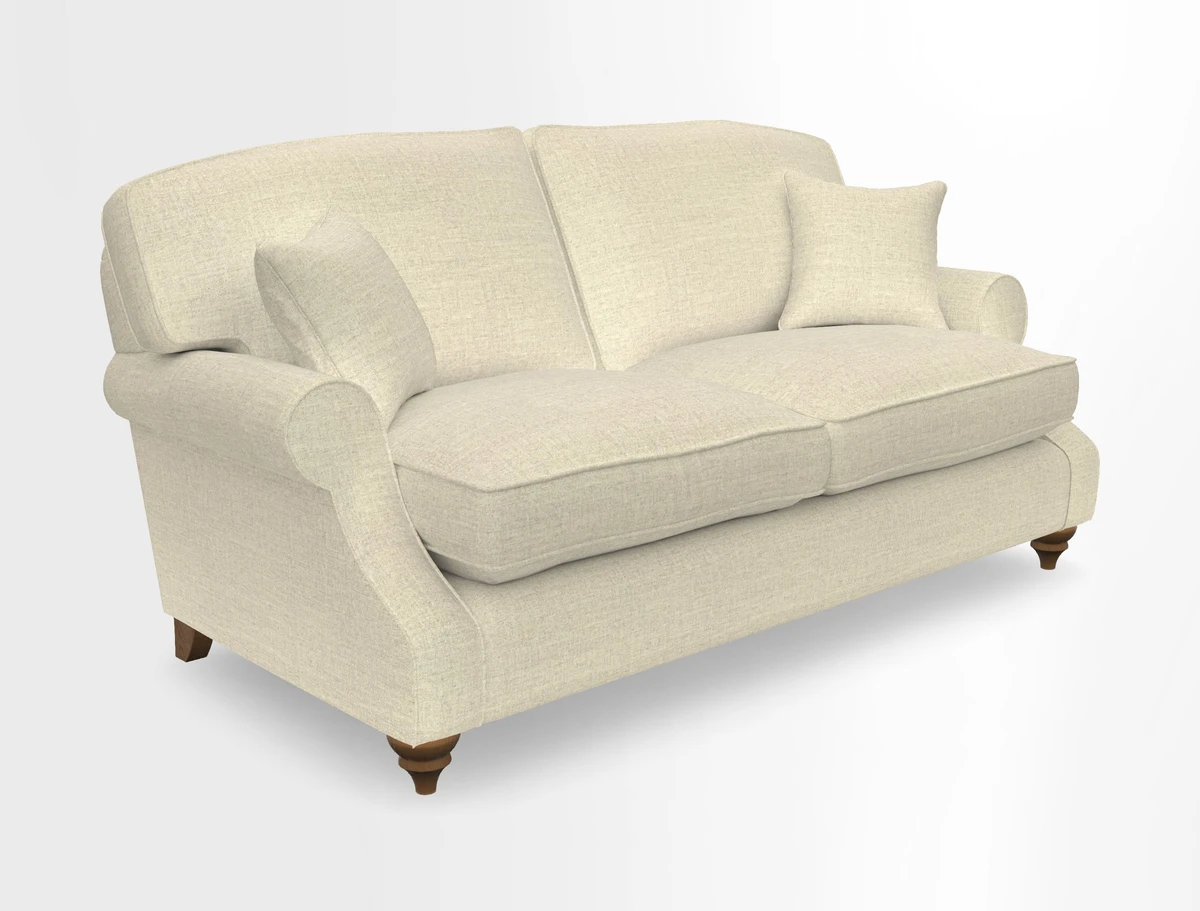 St Mawes 3 Seater Sofa in RHS Collection Gertrude Jekyll Trailing Vine Green-With-Scatters in Linwood Omega Velvet Hunter Green