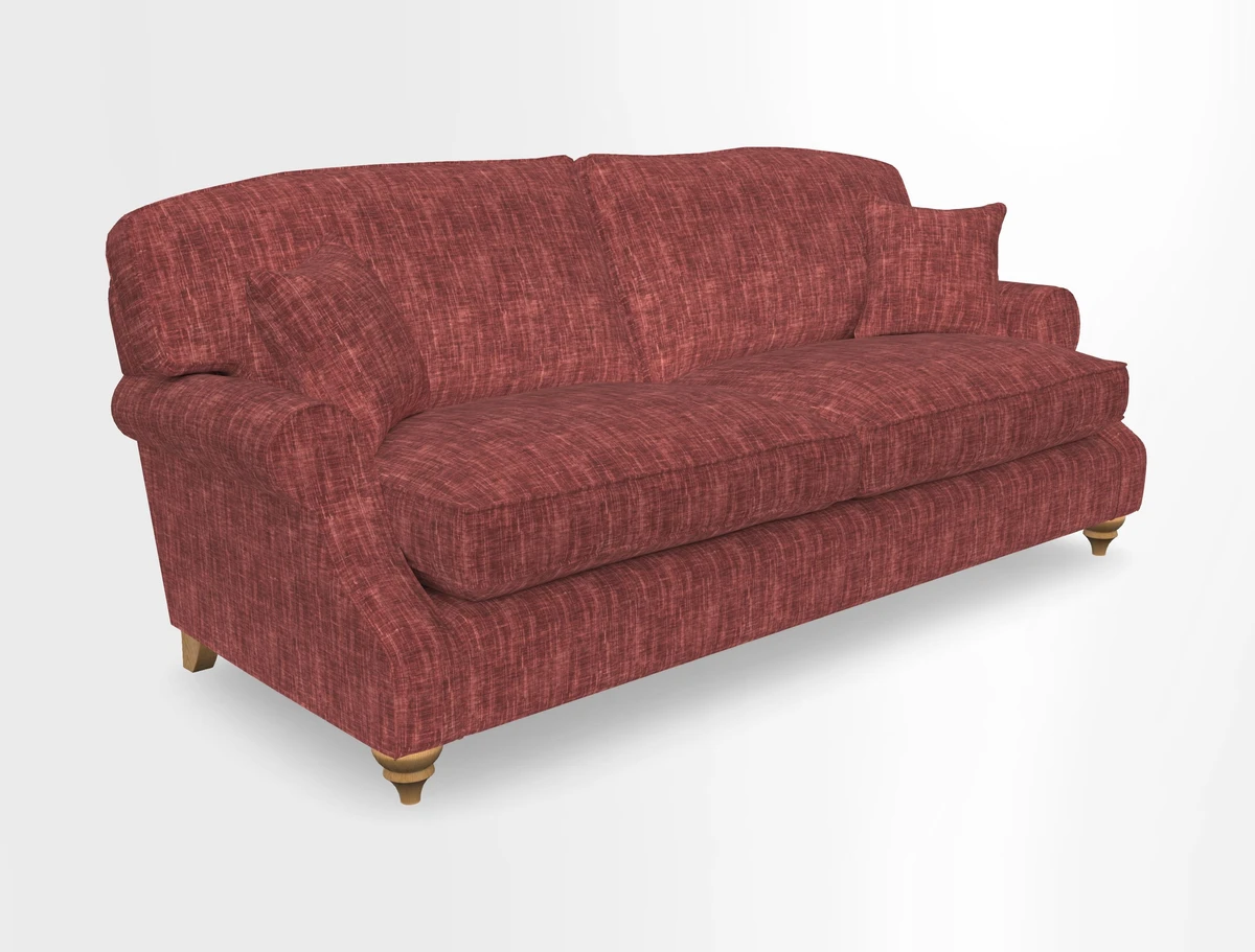 St Mawes 3 Seater Sofa in RHS Collection Gertrude Jekyll Trailing Vine Green-With-Scatters in Linwood Omega Velvet Hunter Green