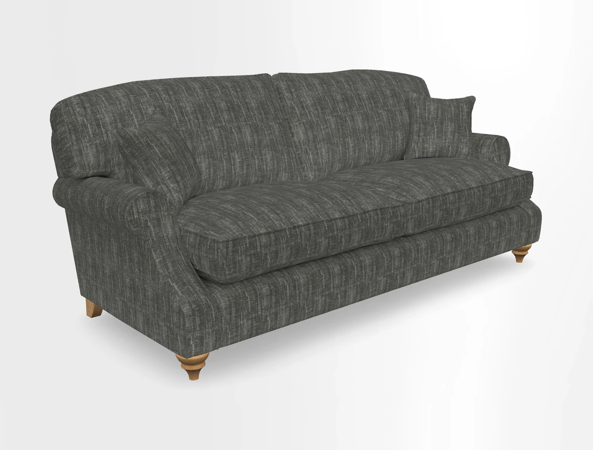St Mawes 3 Seater Sofa in RHS Collection Gertrude Jekyll Trailing Vine Green-With-Scatters in Linwood Omega Velvet Hunter Green