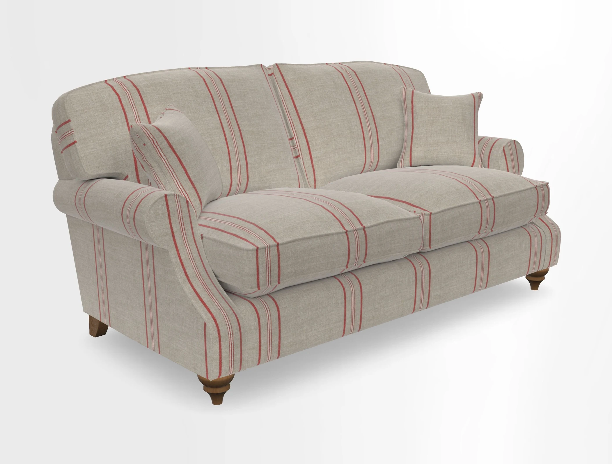 St Mawes 3 Seater Sofa in RHS Collection Gertrude Jekyll Trailing Vine Green-With-Scatters in Linwood Omega Velvet Hunter Green