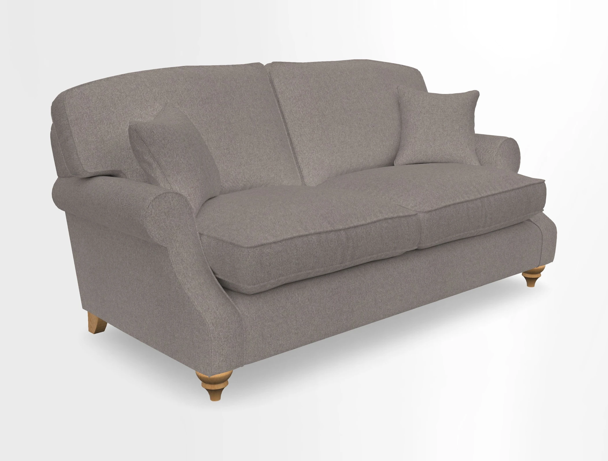 St Mawes 3 Seater Sofa in RHS Collection Gertrude Jekyll Trailing Vine Green-With-Scatters in Linwood Omega Velvet Hunter Green
