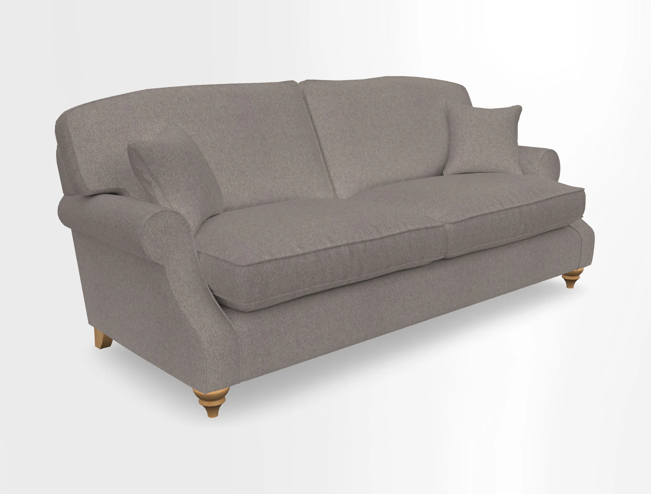 St Mawes 3 Seater Sofa in RHS Collection Gertrude Jekyll Trailing Vine Green-With-Scatters in Linwood Omega Velvet Hunter Green