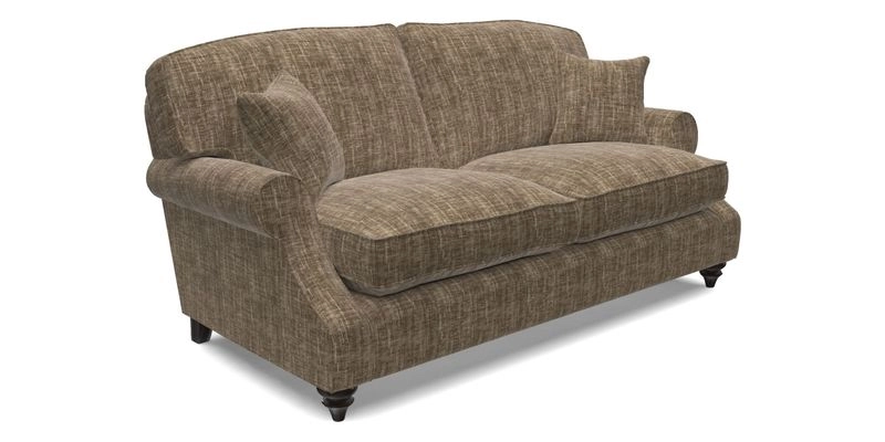 St Mawes 3 Seater Sofa in RHS Collection Gertrude Jekyll Trailing Vine Green-With-Scatters in Linwood Omega Velvet Hunter Green