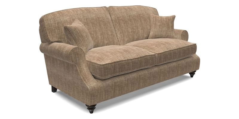 St Mawes 3 Seater Sofa in RHS Collection Gertrude Jekyll Trailing Vine Green-With-Scatters in Linwood Omega Velvet Hunter Green