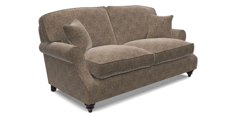 St Mawes 3 Seater Sofa in RHS Collection Gertrude Jekyll Trailing Vine Green-With-Scatters in Linwood Omega Velvet Hunter Green