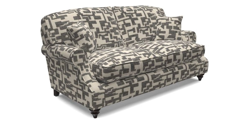 St Mawes 3 Seater Sofa in RHS Collection Gertrude Jekyll Trailing Vine Green-With-Scatters in Linwood Omega Velvet Hunter Green