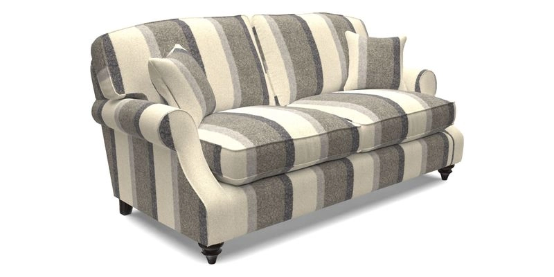 St Mawes 3 Seater Sofa in RHS Collection Gertrude Jekyll Trailing Vine Green-With-Scatters in Linwood Omega Velvet Hunter Green