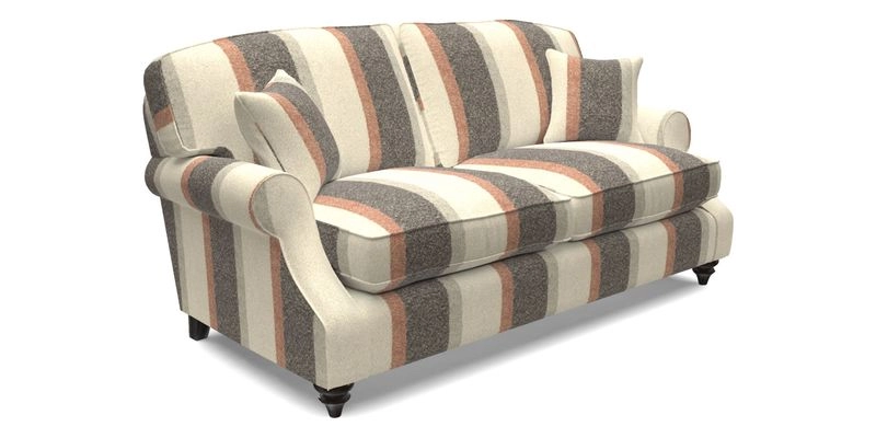 St Mawes 3 Seater Sofa in RHS Collection Gertrude Jekyll Trailing Vine Green-With-Scatters in Linwood Omega Velvet Hunter Green