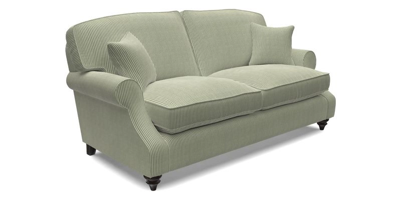 St Mawes 3 Seater Sofa in RHS Collection Gertrude Jekyll Trailing Vine Green-With-Scatters in Linwood Omega Velvet Hunter Green