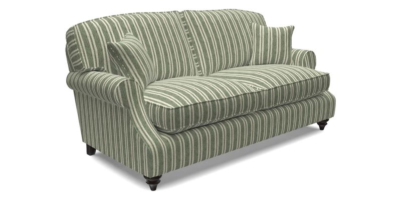 St Mawes 3 Seater Sofa in RHS Collection Gertrude Jekyll Trailing Vine Green-With-Scatters in Linwood Omega Velvet Hunter Green