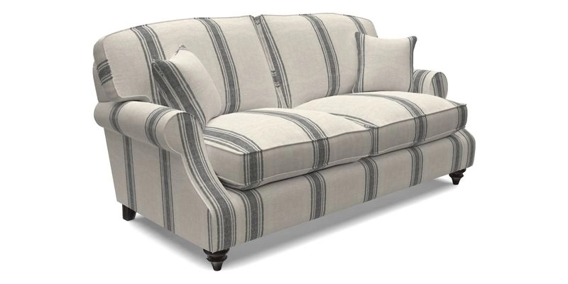 St Mawes 3 Seater Sofa in RHS Collection Gertrude Jekyll Trailing Vine Green-With-Scatters in Linwood Omega Velvet Hunter Green