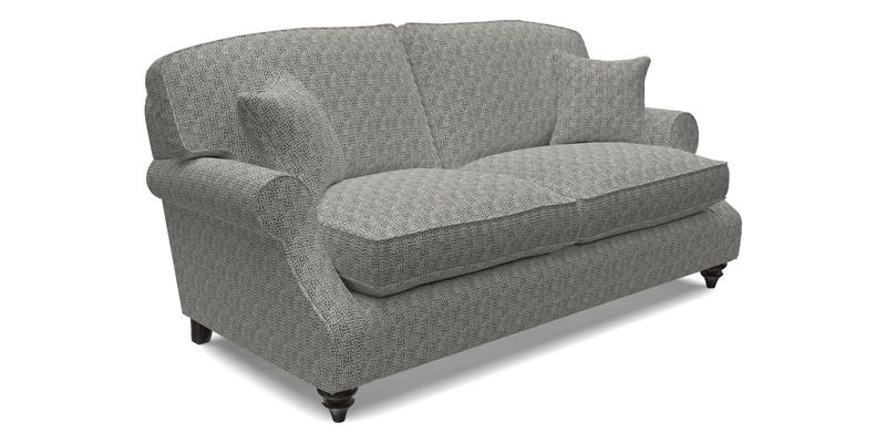 St Mawes 3 Seater Sofa in RHS Collection Gertrude Jekyll Trailing Vine Green-With-Scatters in Linwood Omega Velvet Hunter Green