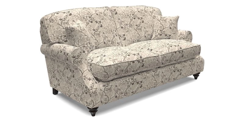 St Mawes 3 Seater Sofa in RHS Collection Gertrude Jekyll Trailing Vine Green-With-Scatters in Linwood Omega Velvet Hunter Green