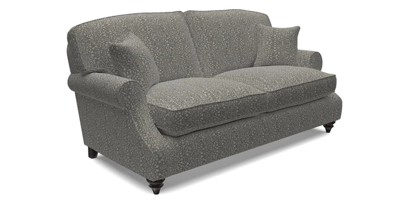 St Mawes 3 Seater Sofa in RHS Collection Gertrude Jekyll Trailing Vine Green-With-Scatters in Linwood Omega Velvet Hunter Green