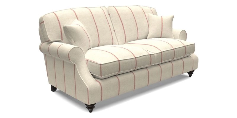 St Mawes 3 Seater Sofa in RHS Collection Gertrude Jekyll Trailing Vine Green-With-Scatters in Linwood Omega Velvet Hunter Green