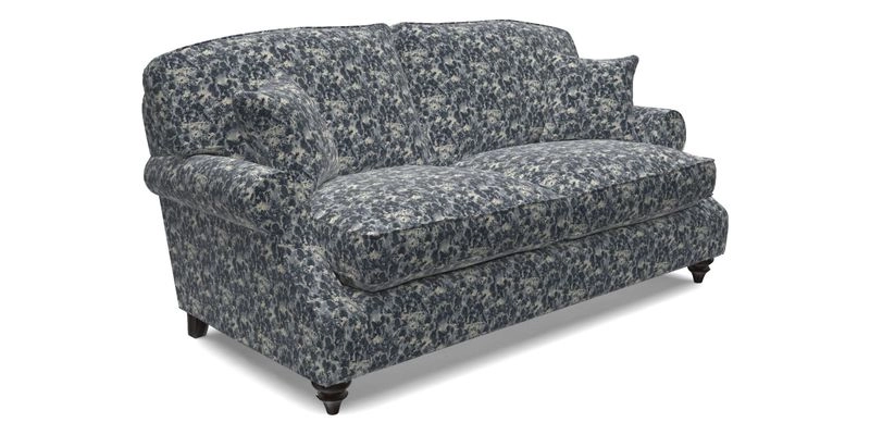 St Mawes 3 Seater Sofa in RHS Collection Gertrude Jekyll Trailing Vine Green-With-Scatters in Linwood Omega Velvet Hunter Green