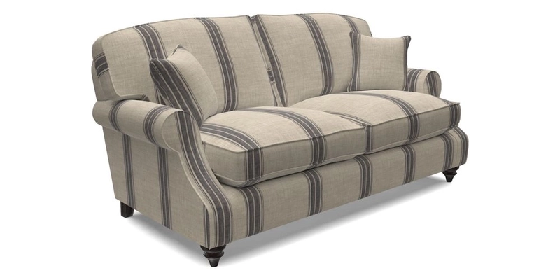 St Mawes 3 Seater Sofa in RHS Collection Gertrude Jekyll Trailing Vine Green-With-Scatters in Linwood Omega Velvet Hunter Green