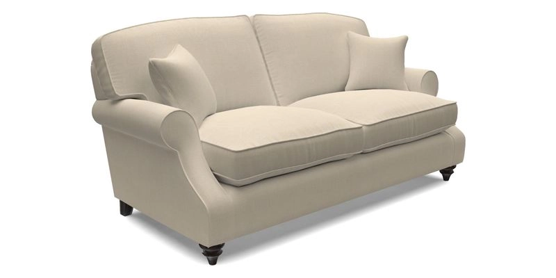 St Mawes 3 Seater Sofa in RHS Collection Gertrude Jekyll Trailing Vine Green-With-Scatters in Linwood Omega Velvet Hunter Green