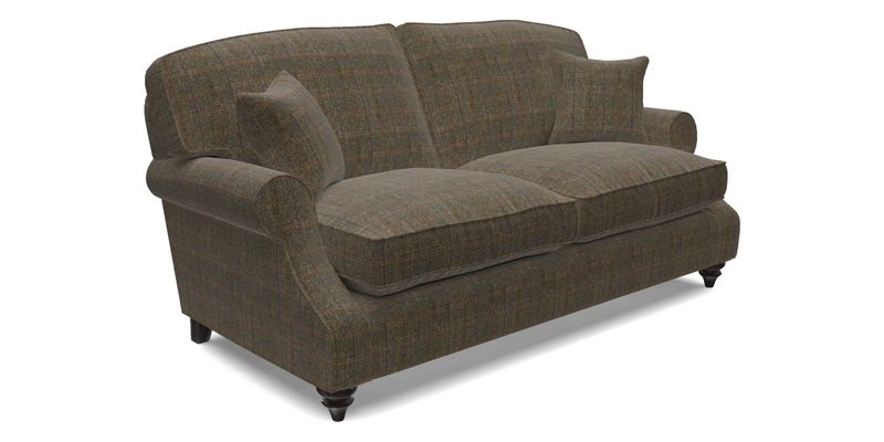 St Mawes 3 Seater Sofa in RHS Collection Gertrude Jekyll Trailing Vine Green-With-Scatters in Linwood Omega Velvet Hunter Green