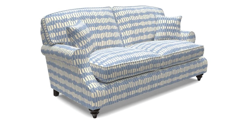 St Mawes 3 Seater Sofa in RHS Collection Gertrude Jekyll Trailing Vine Green-With-Scatters in Linwood Omega Velvet Hunter Green