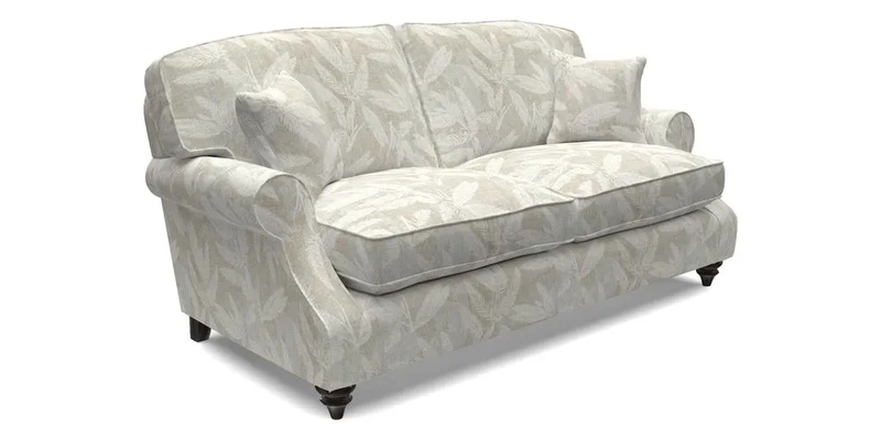 St Mawes 3 Seater Sofa in RHS Collection Gertrude Jekyll Trailing Vine Green-With-Scatters in Linwood Omega Velvet Hunter Green