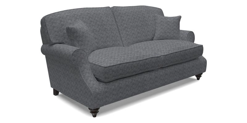 St Mawes 3 Seater Sofa in RHS Collection Gertrude Jekyll Trailing Vine Green-With-Scatters in Linwood Omega Velvet Hunter Green