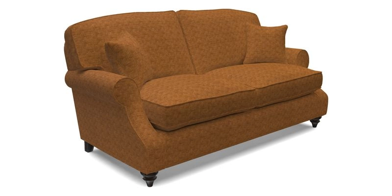 St Mawes 3 Seater Sofa in RHS Collection Gertrude Jekyll Trailing Vine Green-With-Scatters in Linwood Omega Velvet Hunter Green