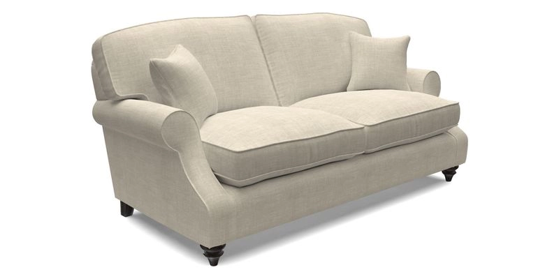 St Mawes 3 Seater Sofa in RHS Collection Gertrude Jekyll Trailing Vine Green-With-Scatters in Linwood Omega Velvet Hunter Green