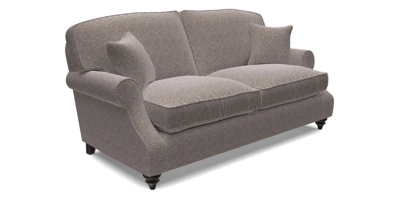 St Mawes 3 Seater Sofa in RHS Collection Gertrude Jekyll Trailing Vine Green-With-Scatters in Linwood Omega Velvet Hunter Green